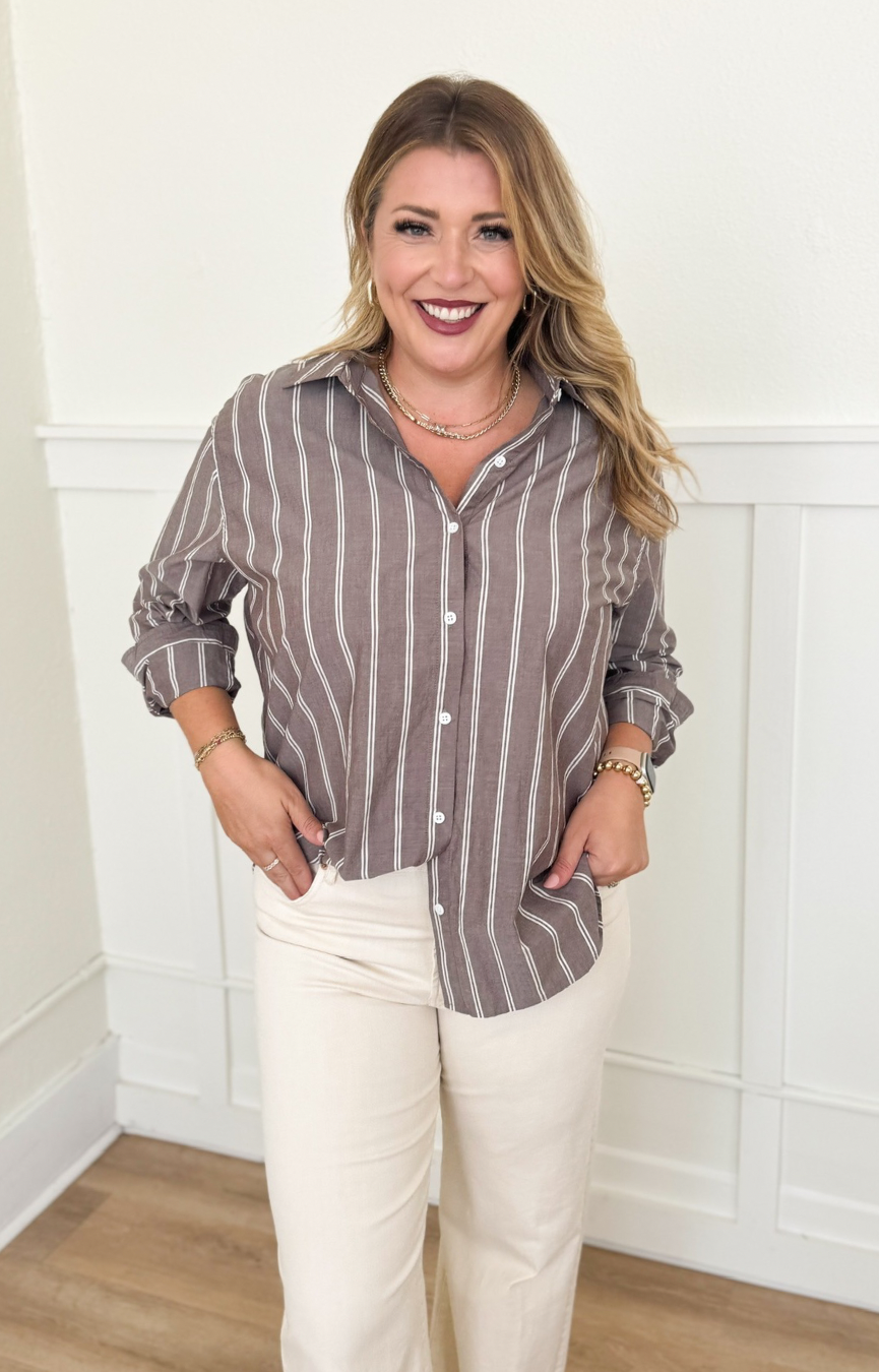 Seaport Striped Shirt- Sandalwood