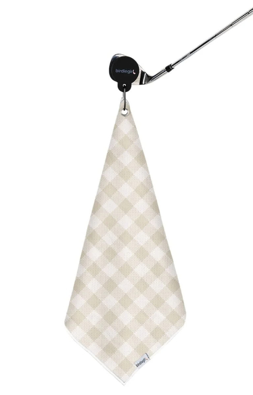 Gingham Neutral Magnetic Golf Towel