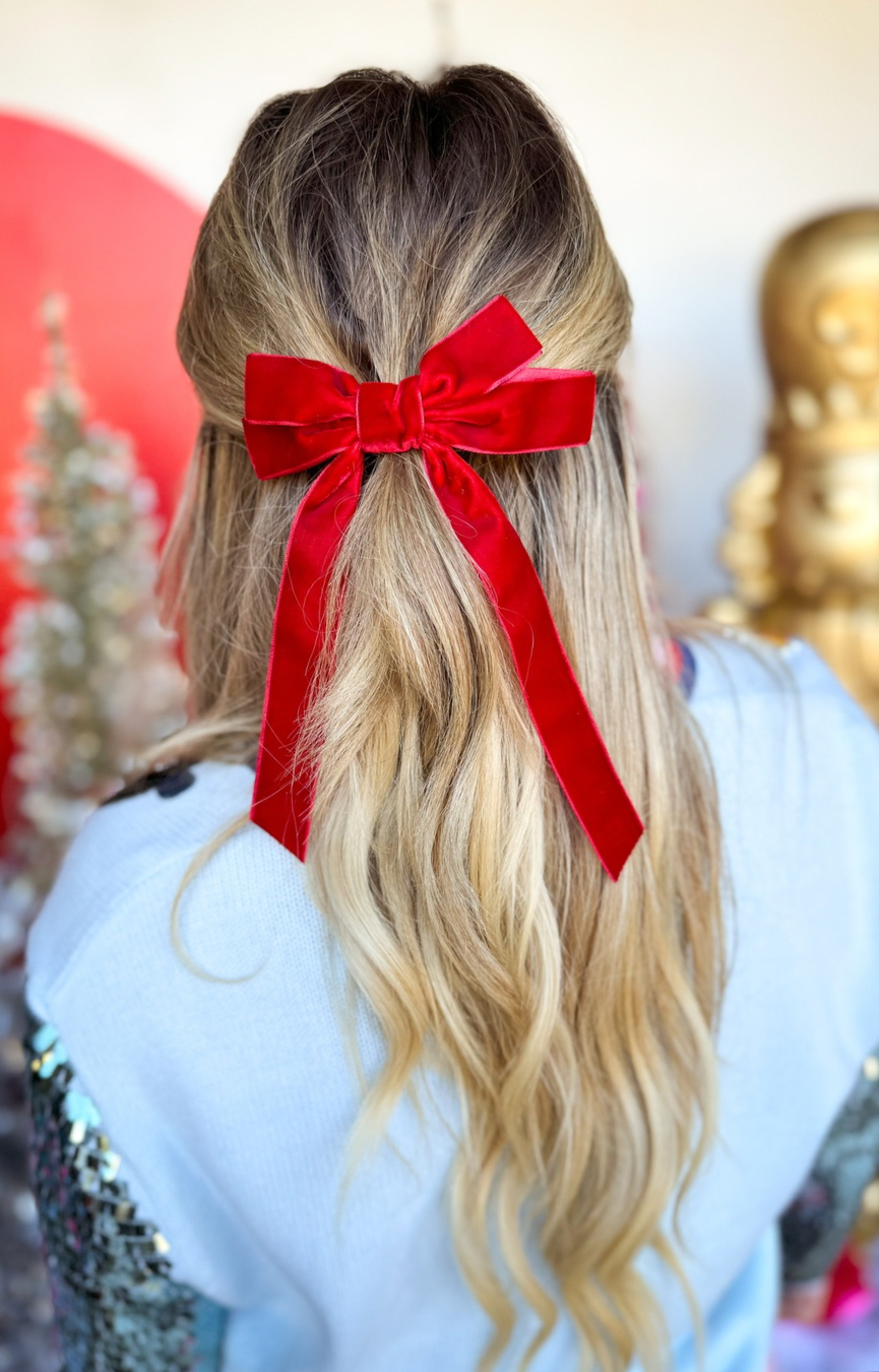 Velvet Bow Clip Set