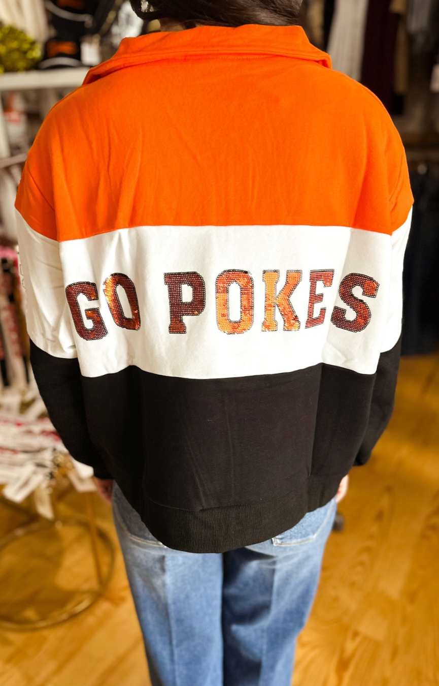 Licensed OK State Quarter Zip Colorblock Sweatshirt
