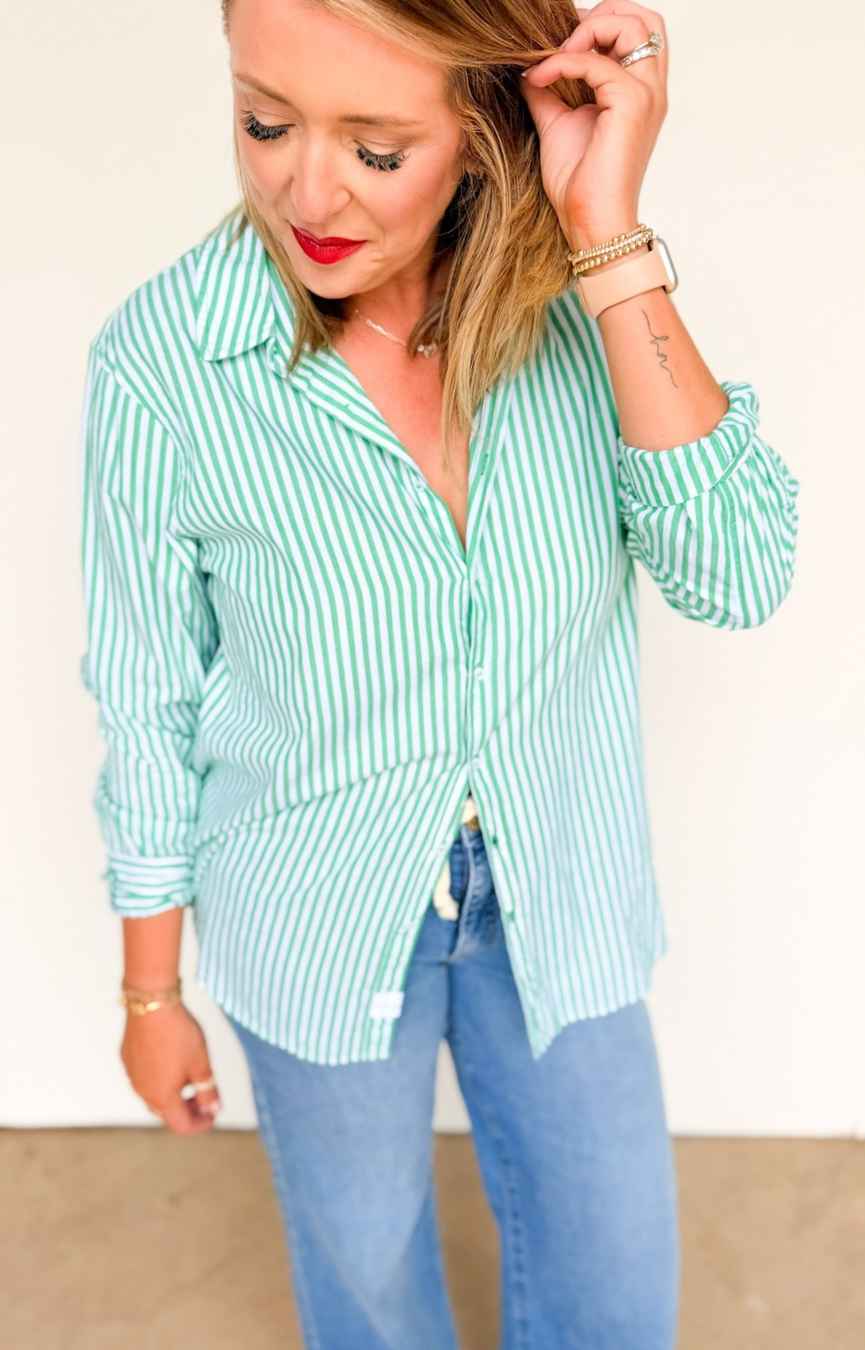 Lolita Striped Shirt- Green Grass
