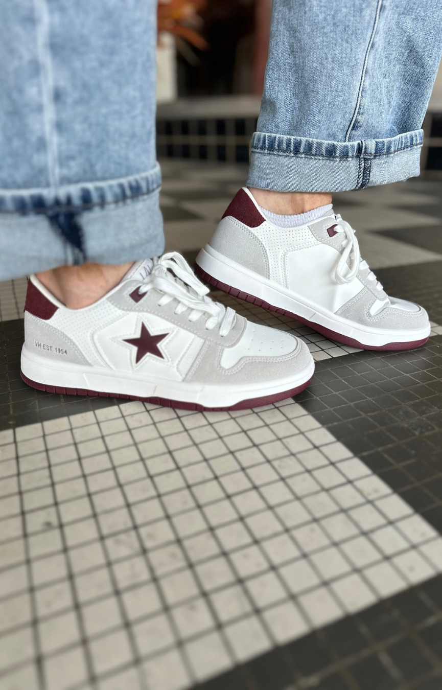 Fresh Sneaker- White/Maroon