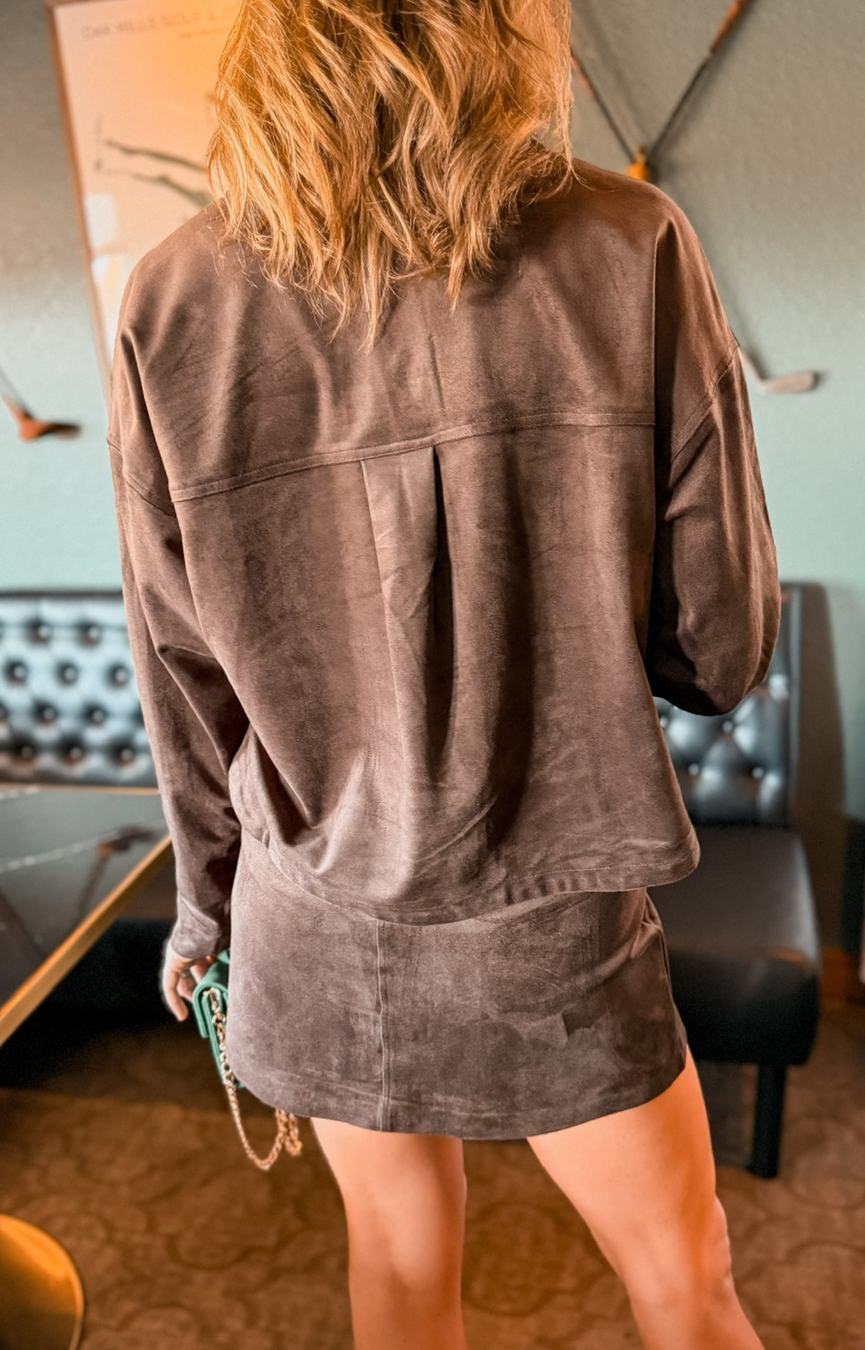 All Day Cropped Suede Jacket