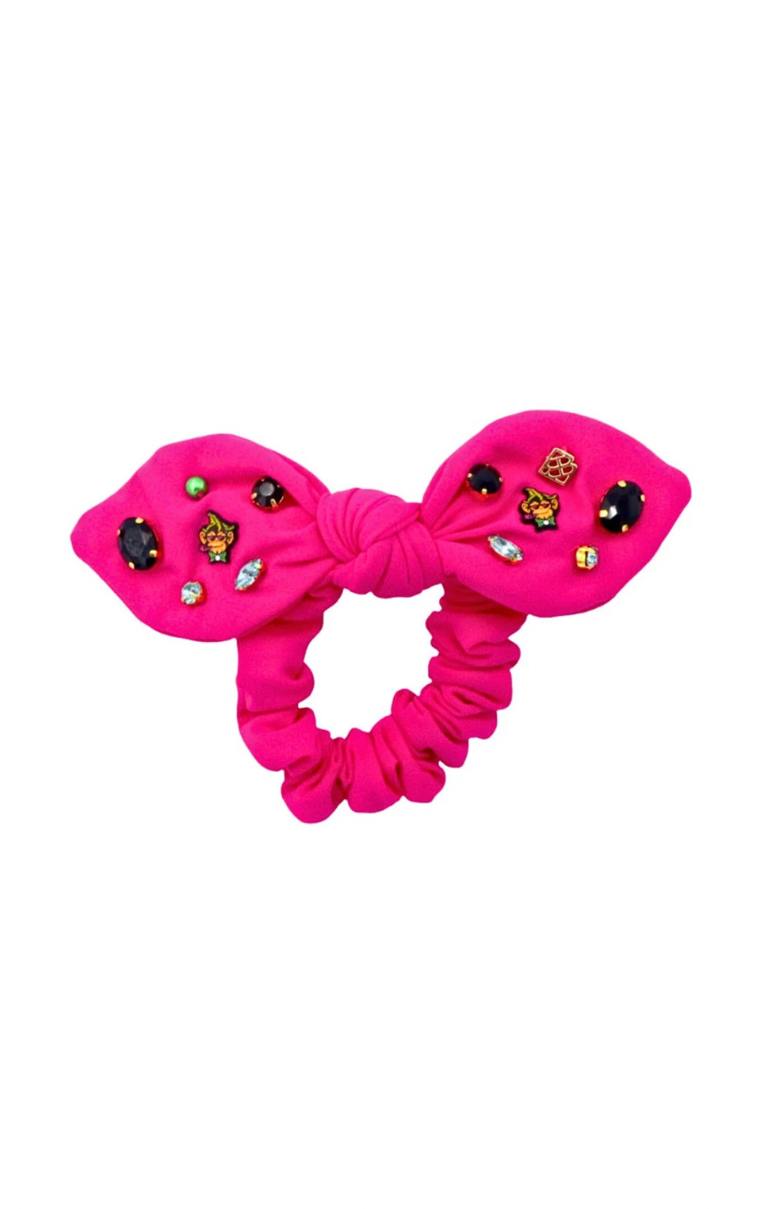 Party Animals Pink Logo Bow Scrunchie