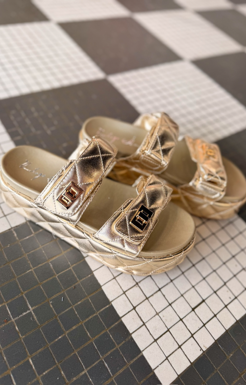Onya Gold Quilted Slides