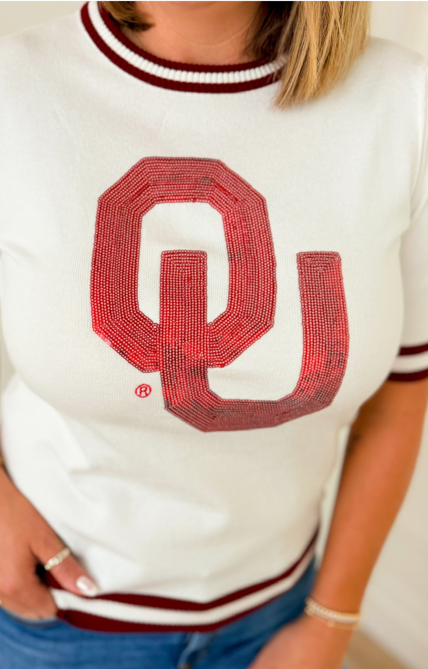 Oklahoma Sequin Varsity Sweater
