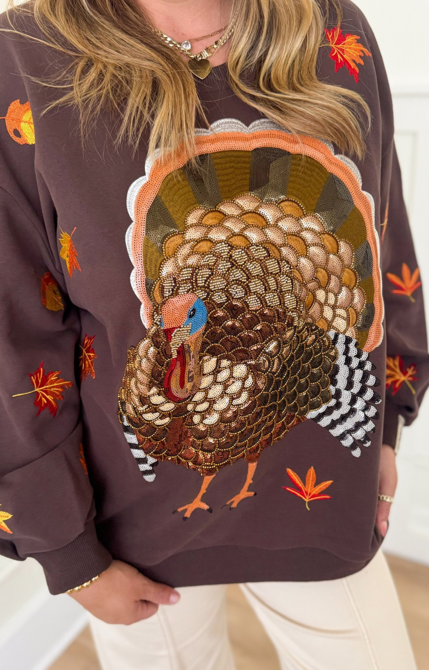 Brown Turkey & Leaves Sweatshirt
