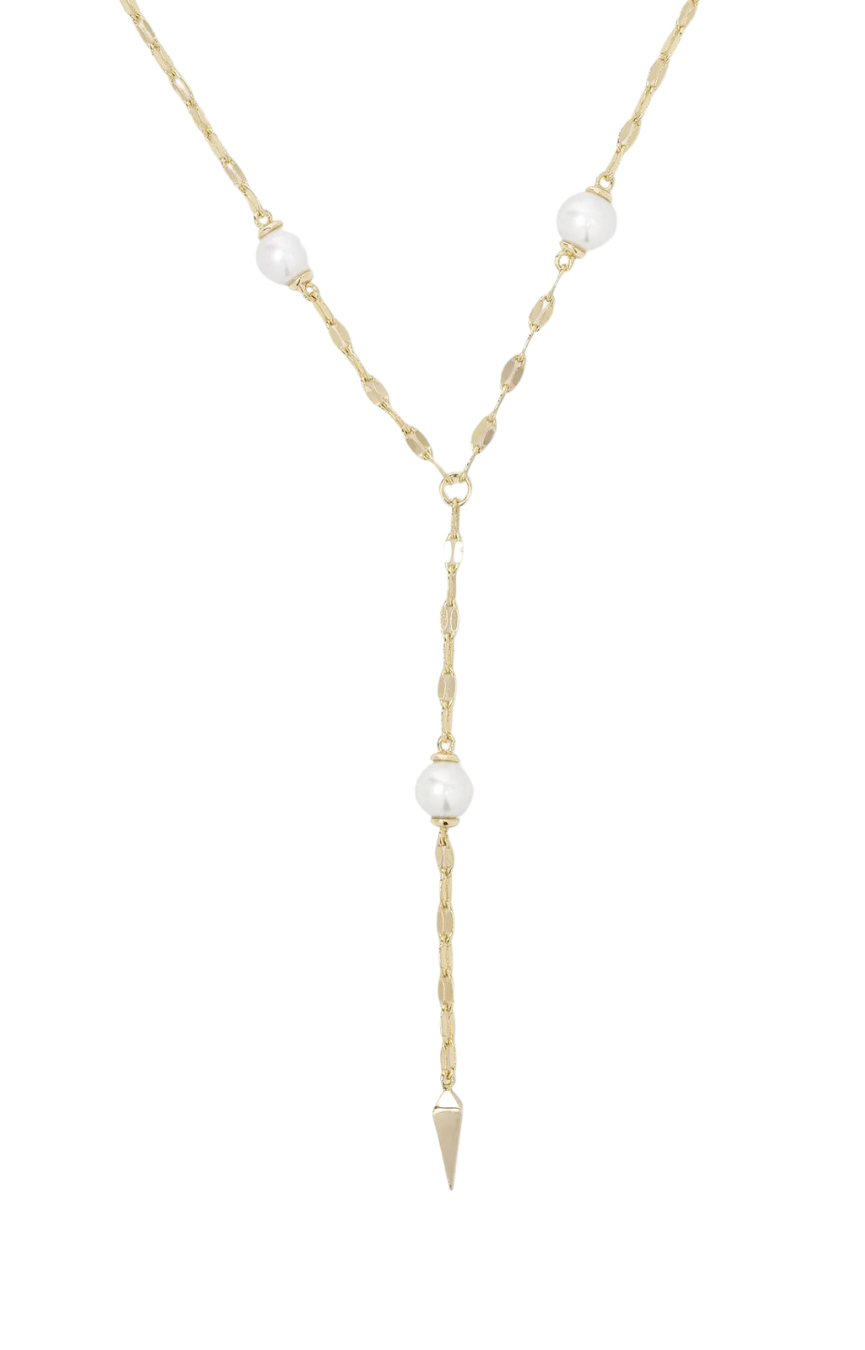 Perfect Pearl Gold Drop Lariat Necklace