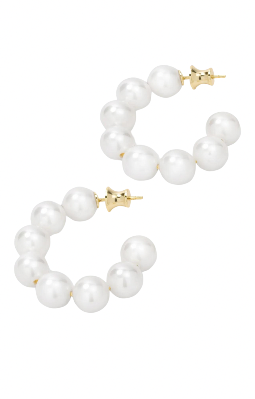 Life’s A Ball Pearl Hoops