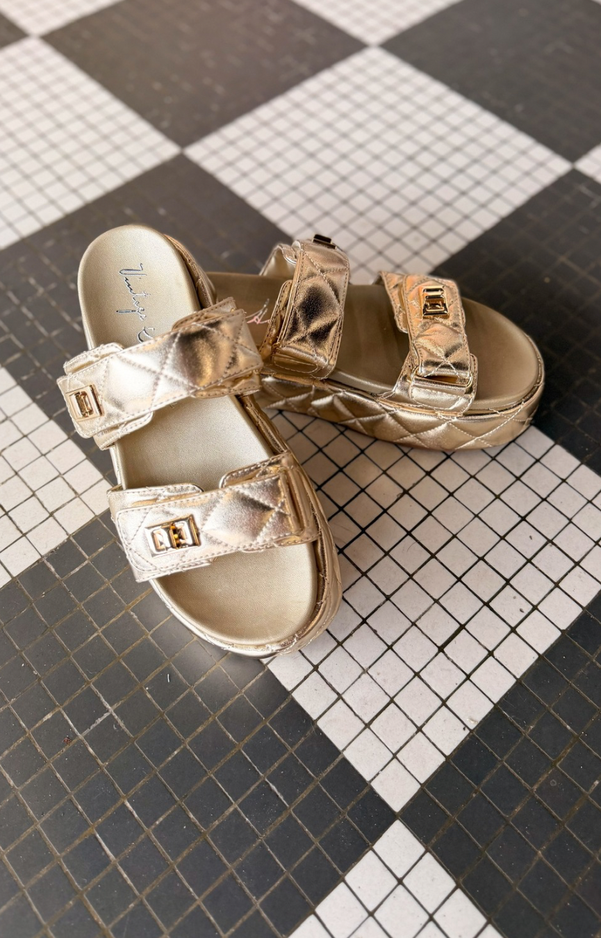Onya Gold Quilted Slides