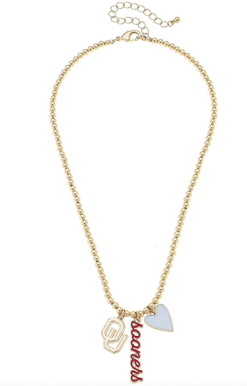 Oklahoma Ball Bead Charm Necklace