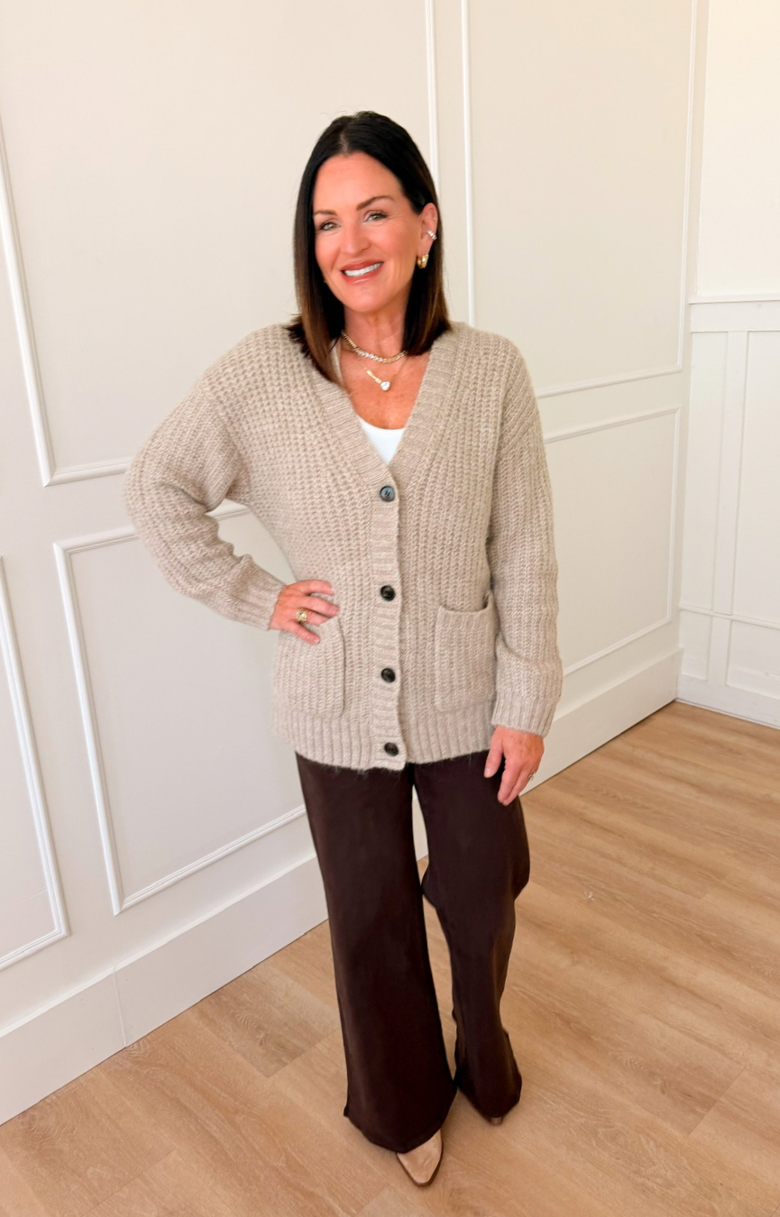 Whitmore Cardigan- Light Khaki