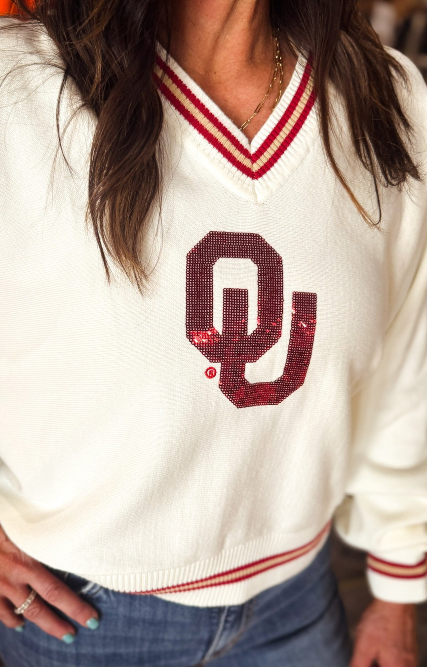 Licensed Oklahoma V-Neck Sweater