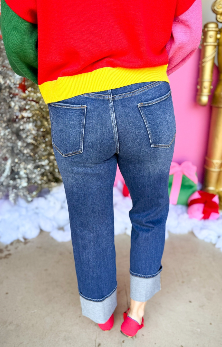 Holly Super HR Cuffed Straight Jeans- Provance