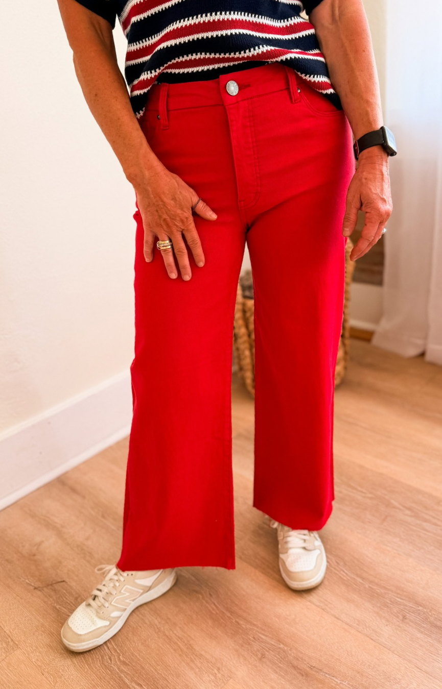 Meg HR Fab Ab Wide Leg Jeans- Tomato