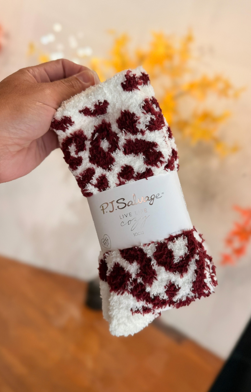 Leopard Cozy Crew Socks