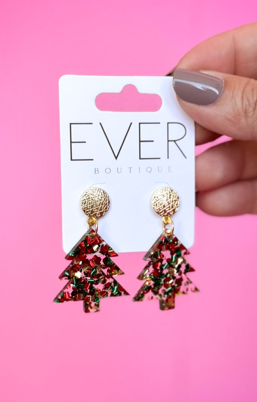 Multicolor Christmas Tree Earrings