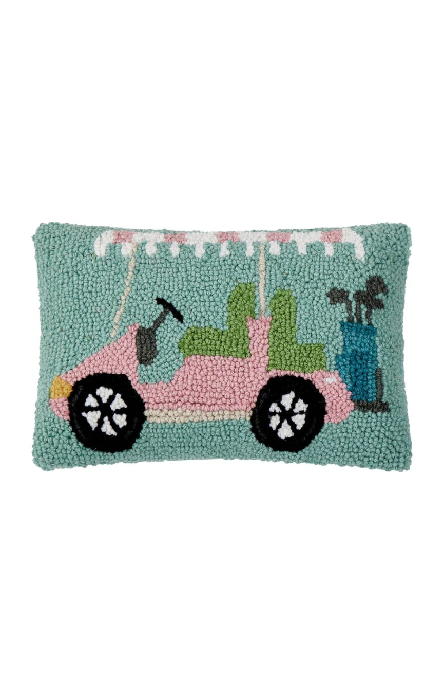 Pink Golf Cart Hook Pillow