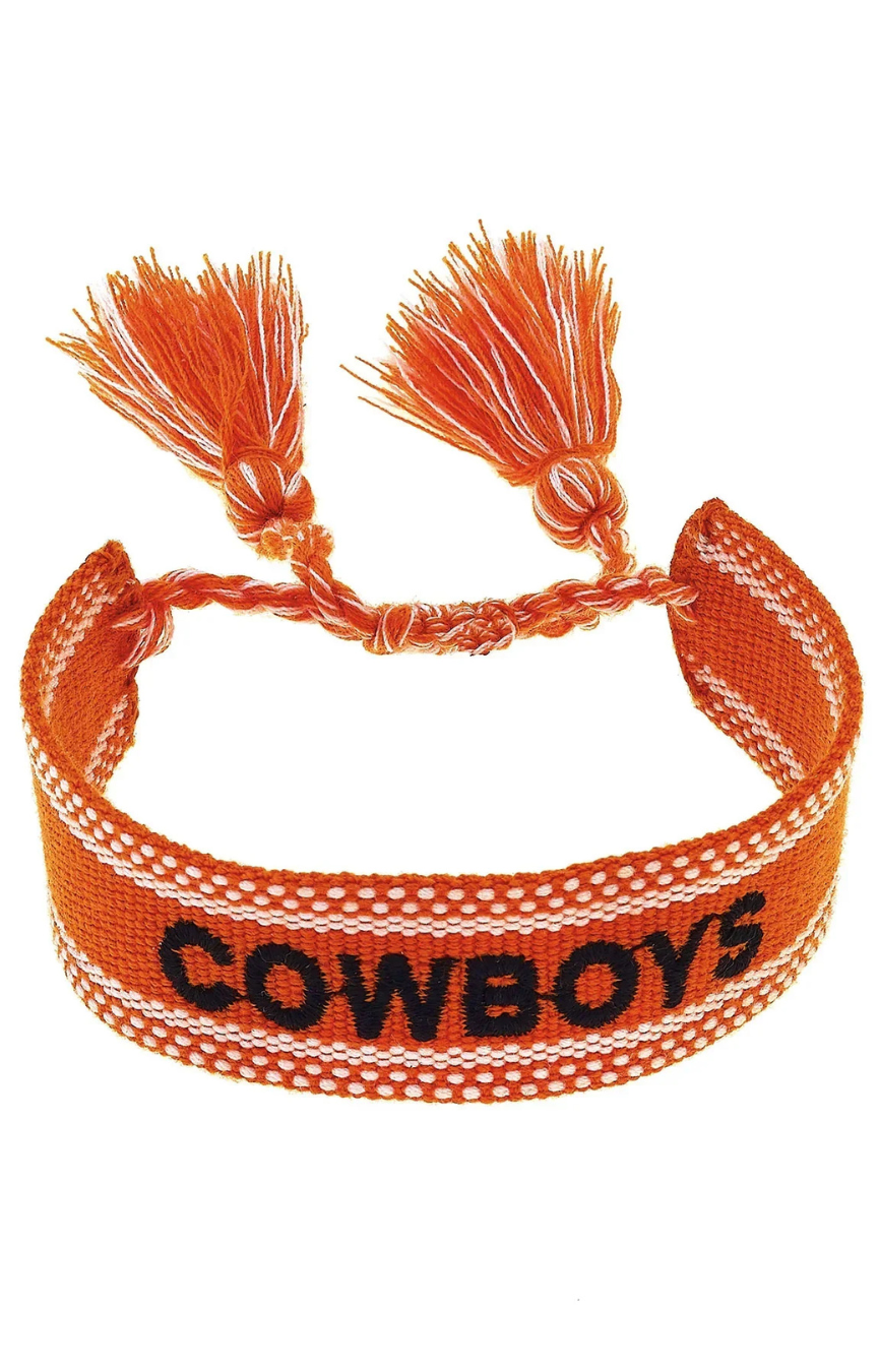 Oklahoma State Woven Tassel Bracelet