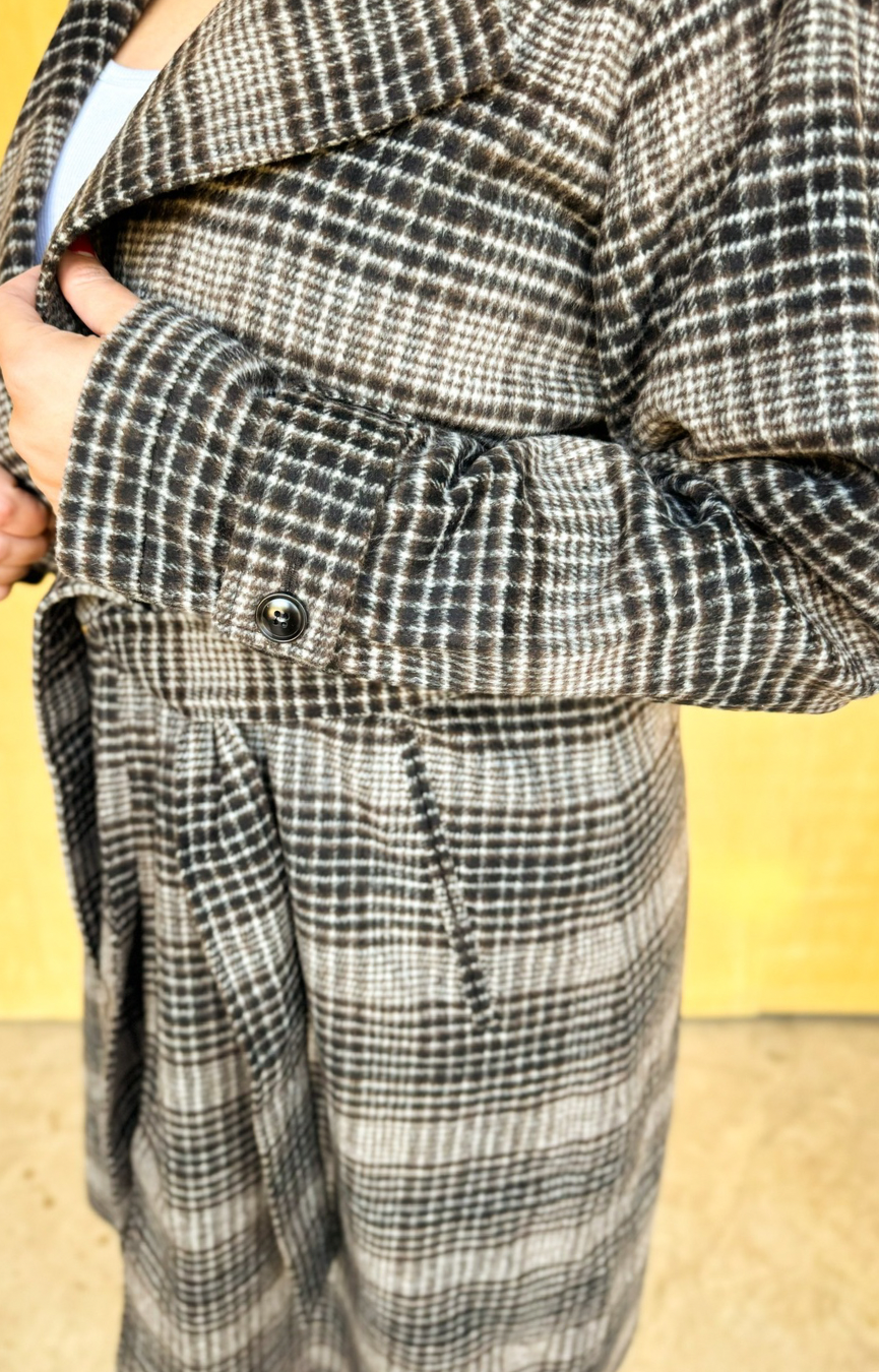 Jackie Plaid Trench Coat