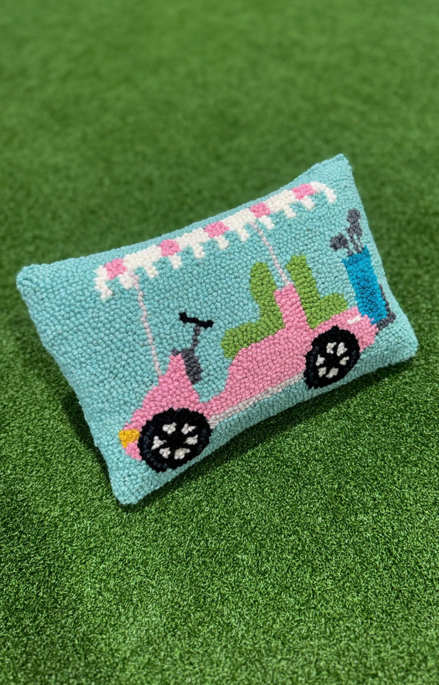 Pink Golf Cart Hook Pillow