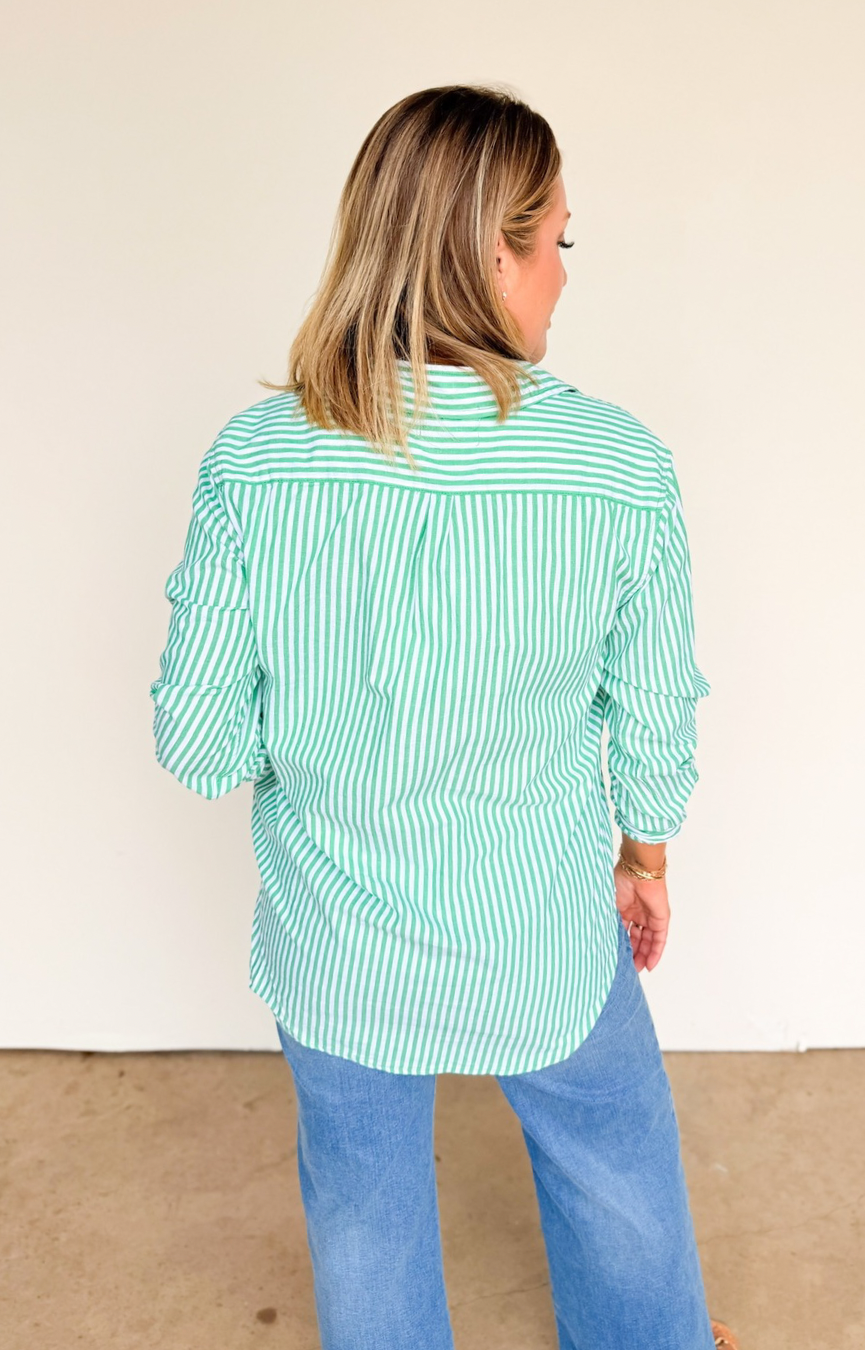 Lolita Striped Shirt- Green Grass