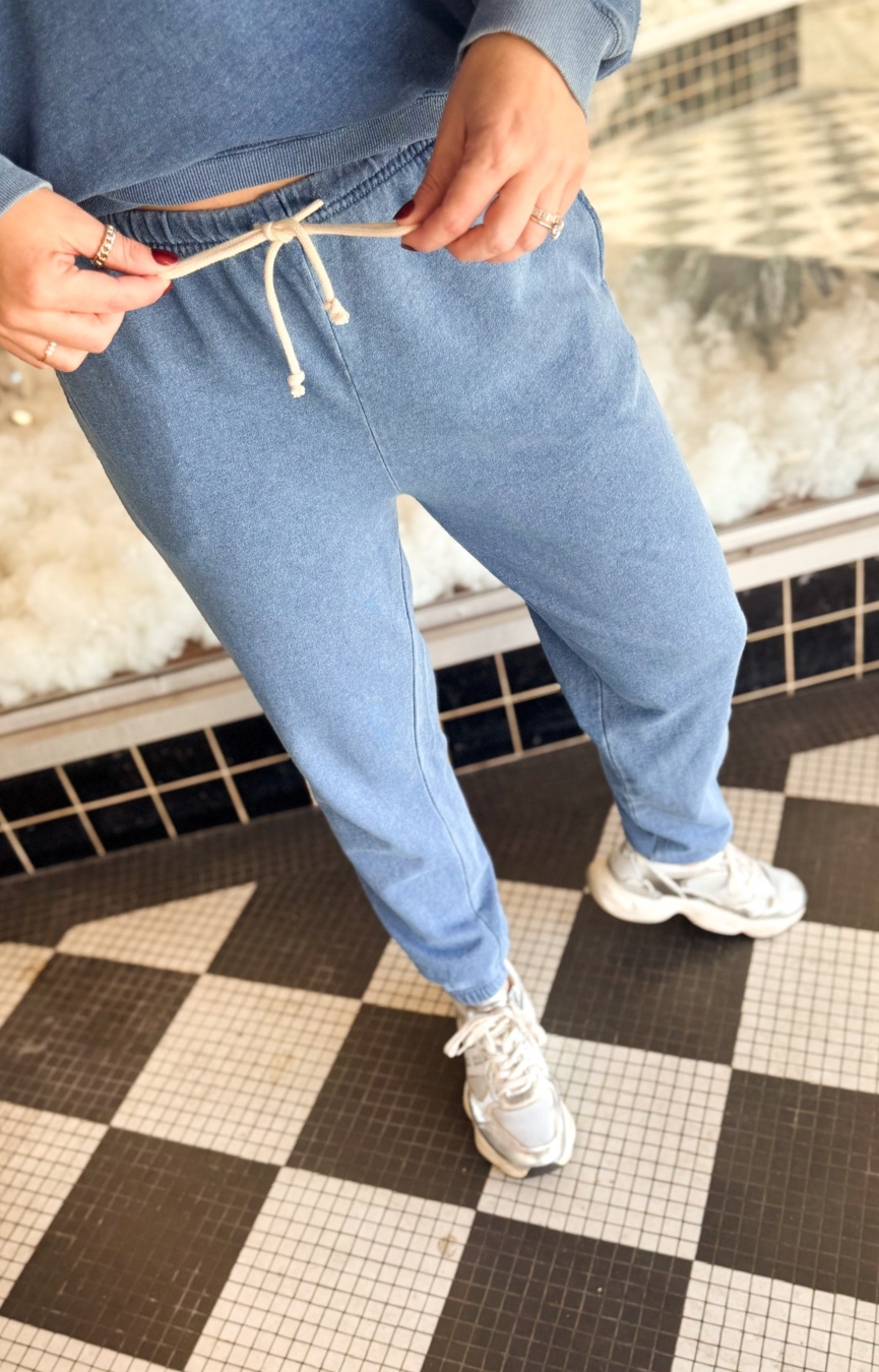 Downtown Knit Denim Jogger- Calypso Blue