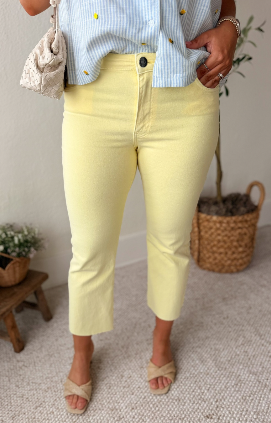 Kelsey HR Ankle Flare- Pastel Yellow