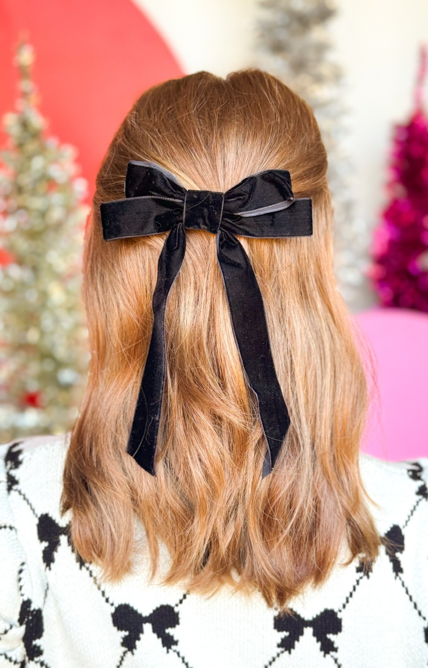 Velvet Bow Clip Set