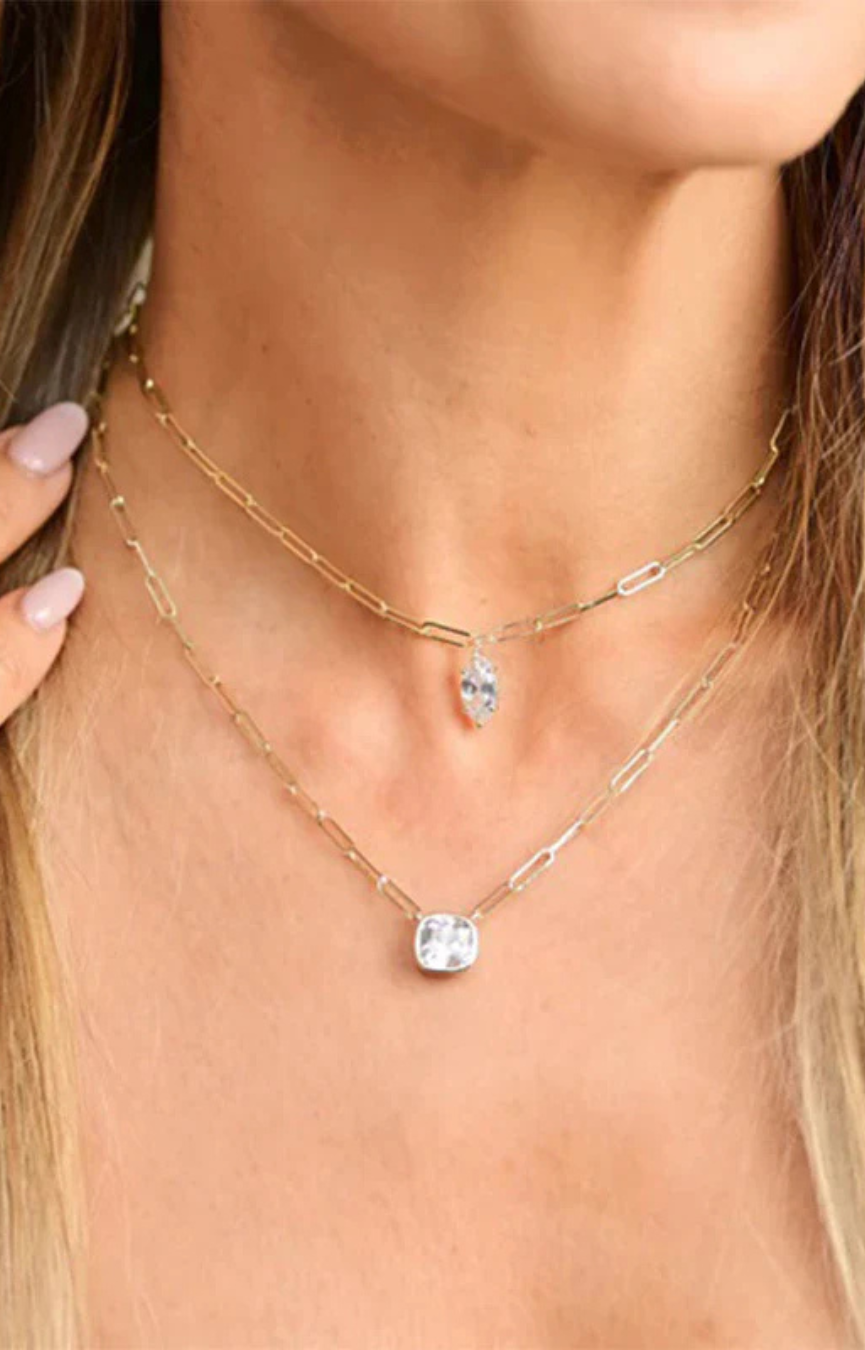 Baby Samantha Gold Marquise Necklace