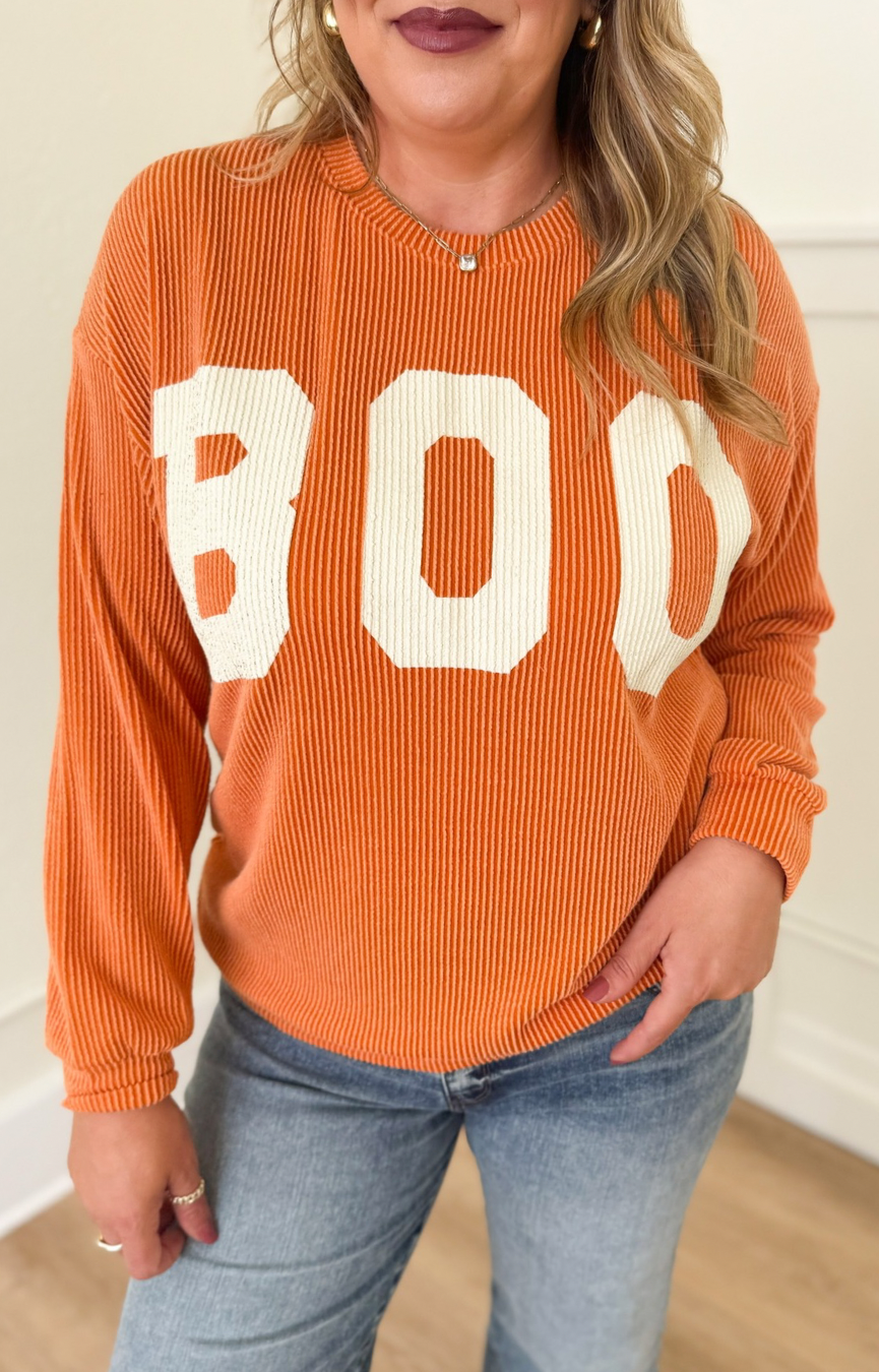 Boo Ribbed Sweatshirt