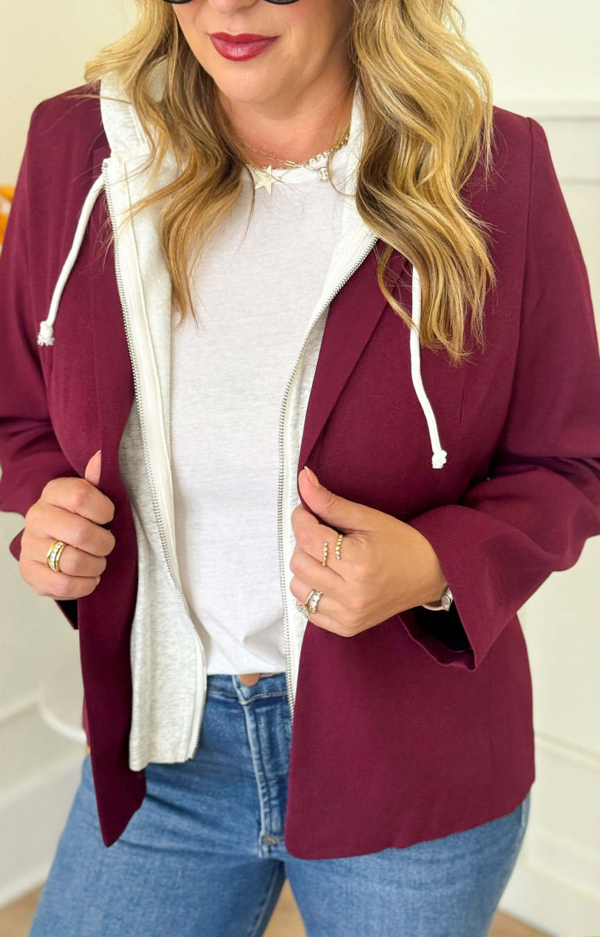Drew Blazer- Burgundy