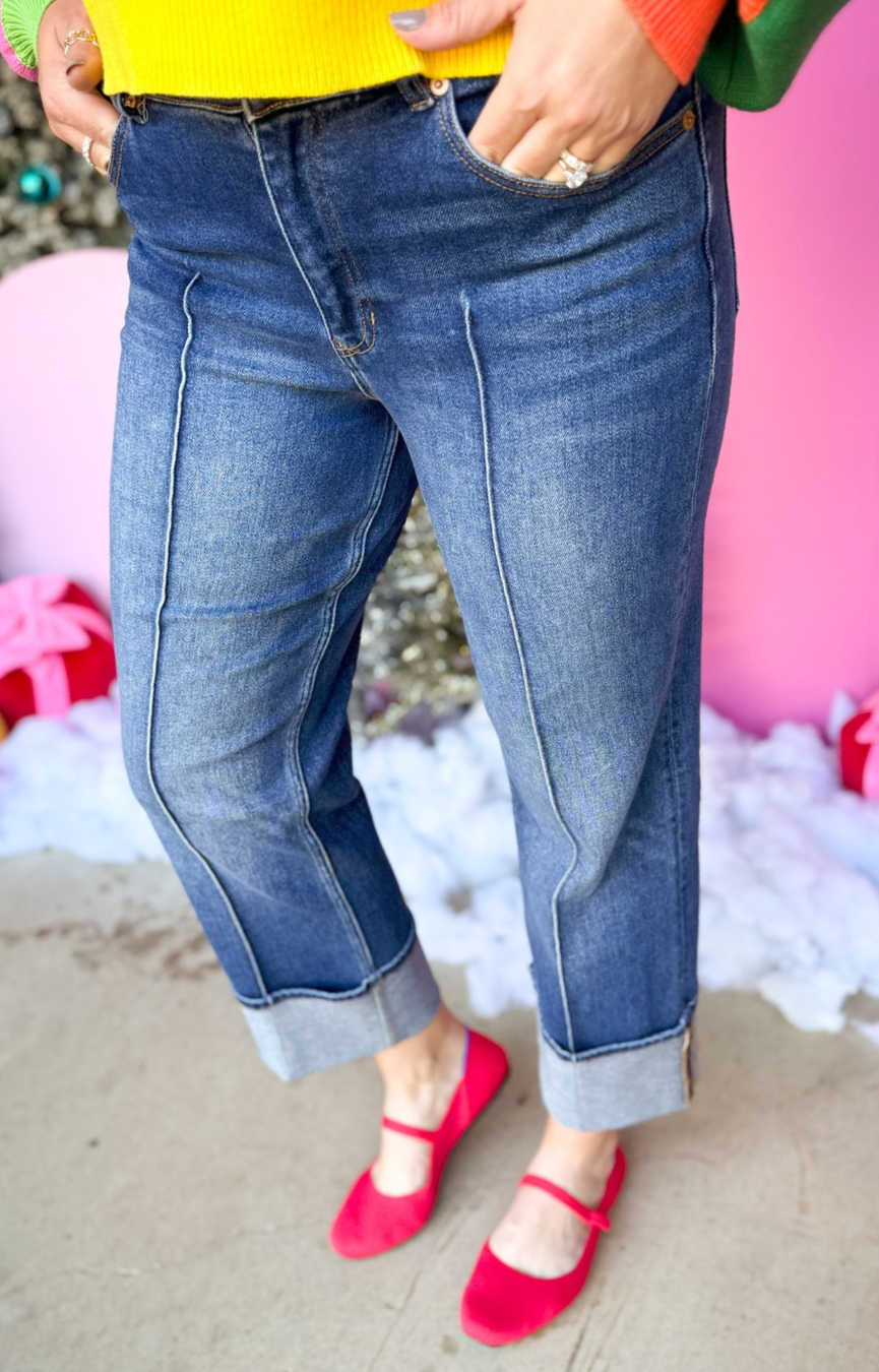 Holly Super HR Cuffed Straight Jeans- Provance