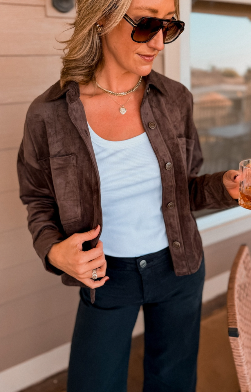 All Day Cropped Suede Jacket
