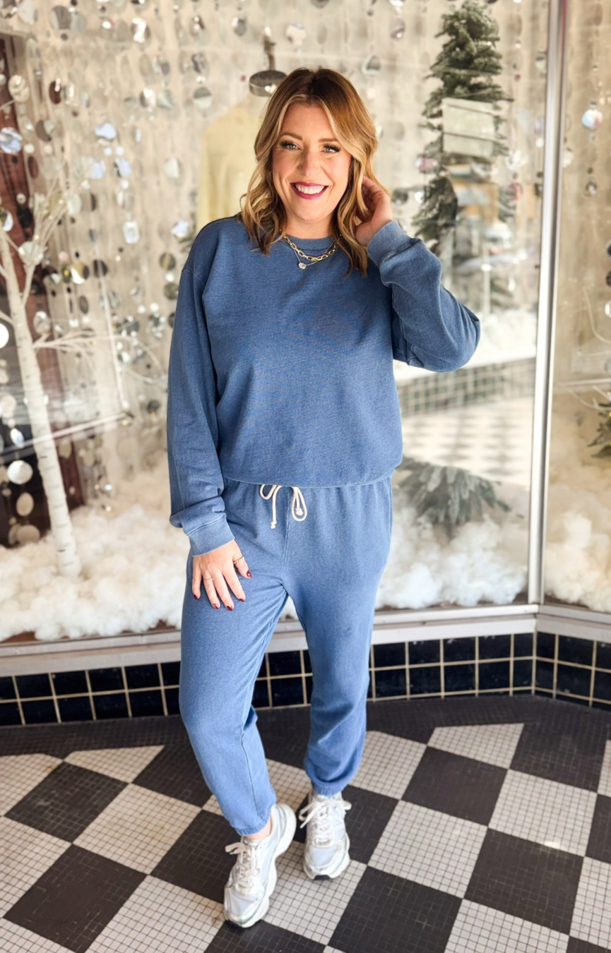 Downtown Knit Denim Jogger- Calypso Blue