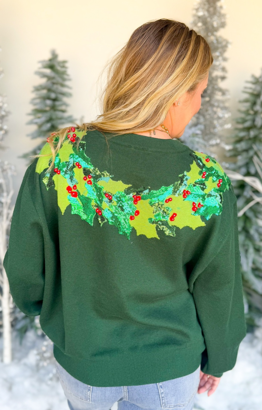 Green & Red Wreath Around Neck Sweater