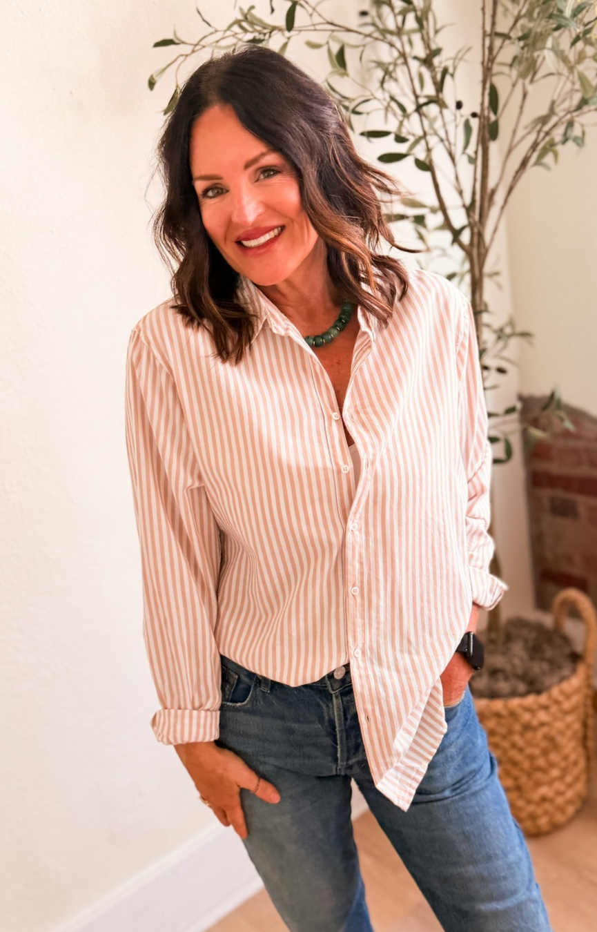 Lolita Striped Shirt- Taupe