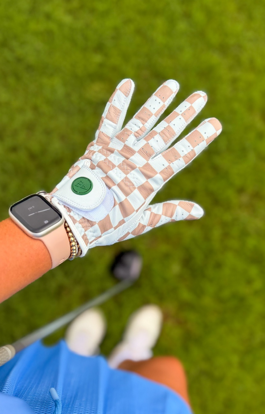 Tan Checkered Golf Glove