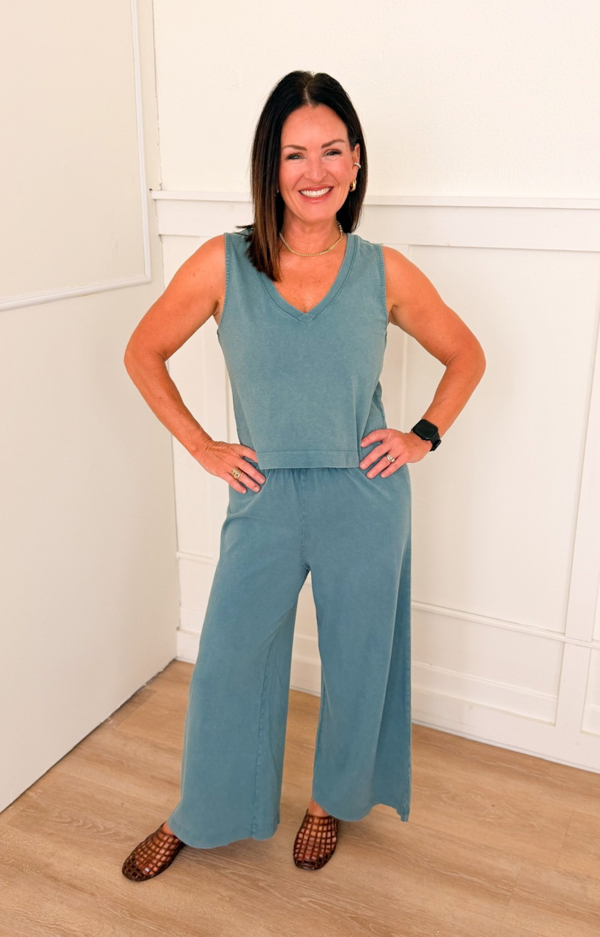 Scout Jersey Crop Flare Pant- Emerald Cove