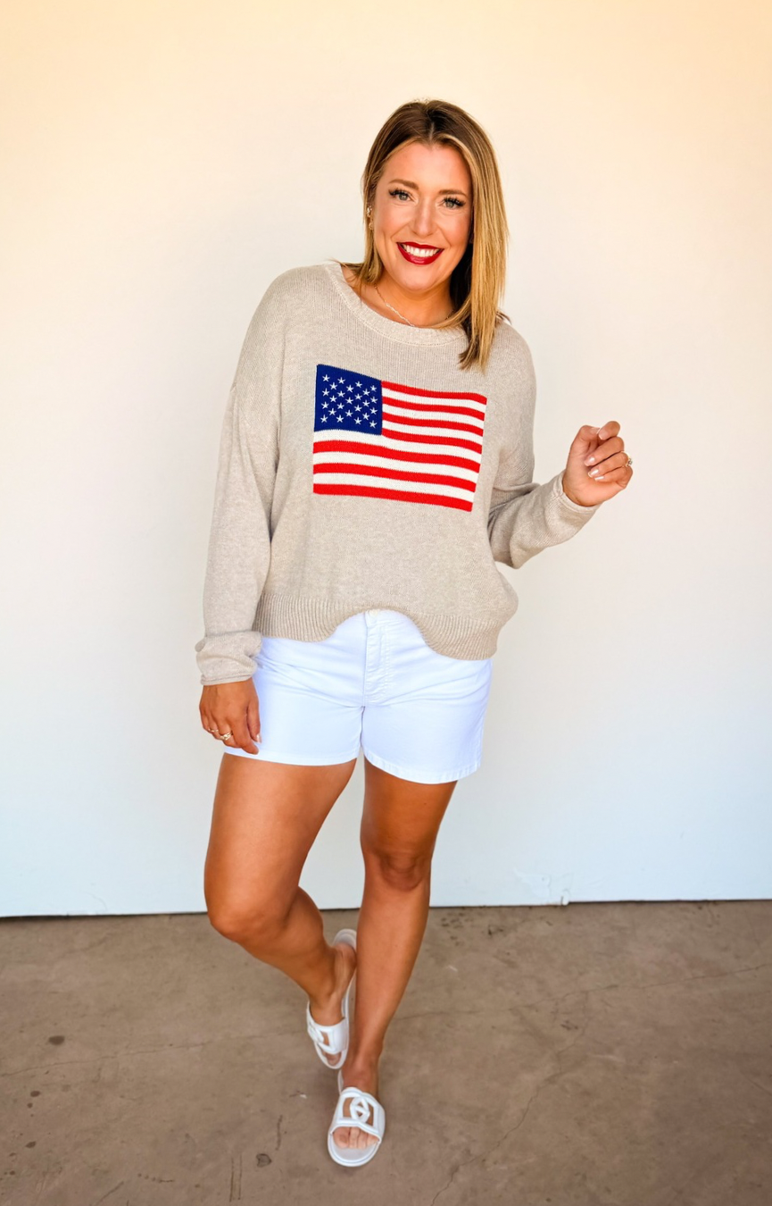 Sienna Patriot Sweater- Natural Heather