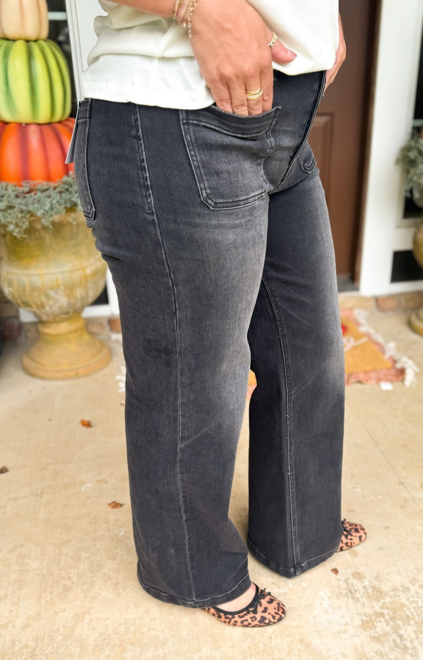 Olivia HR Wide Leg Jeans- Engross Wash