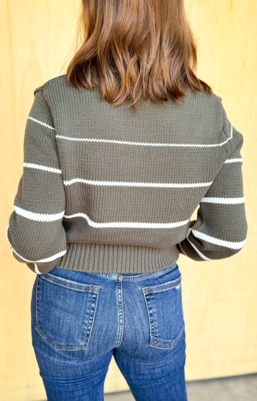 Milan Stripe Sweater- Grape Leaf