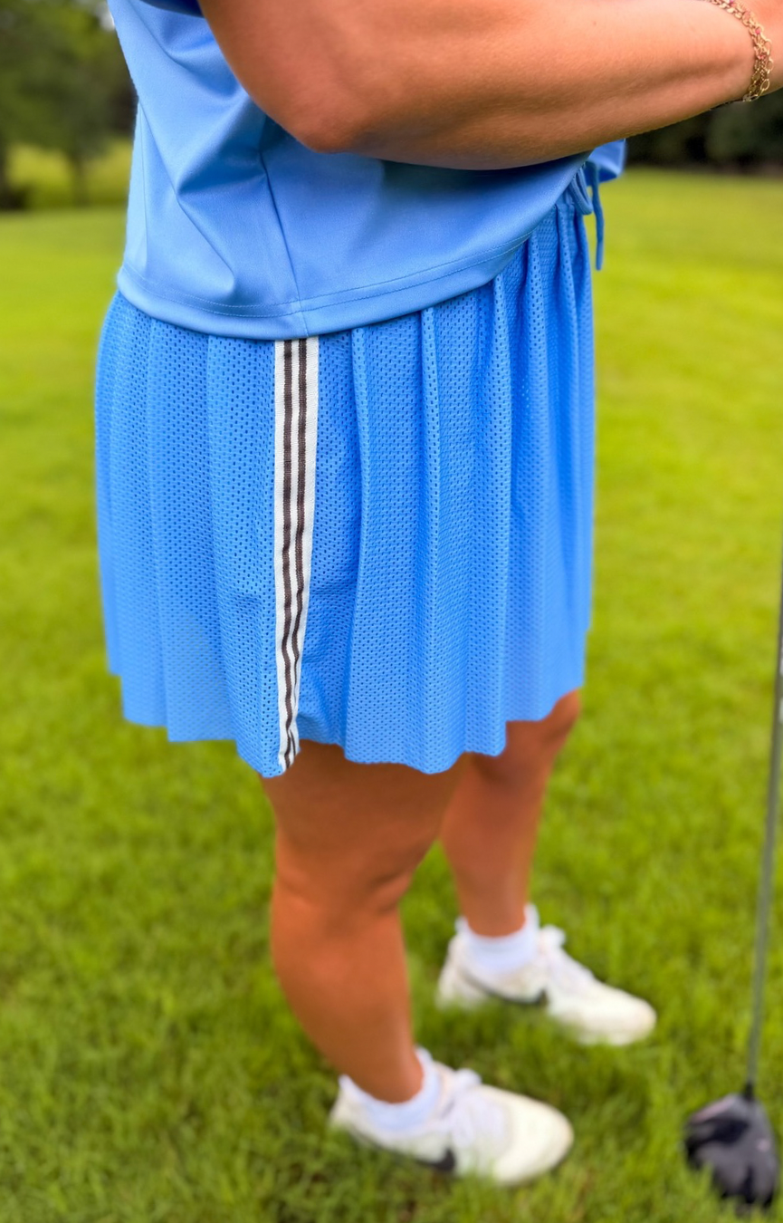 Pleated Jersey Mesh Skirt