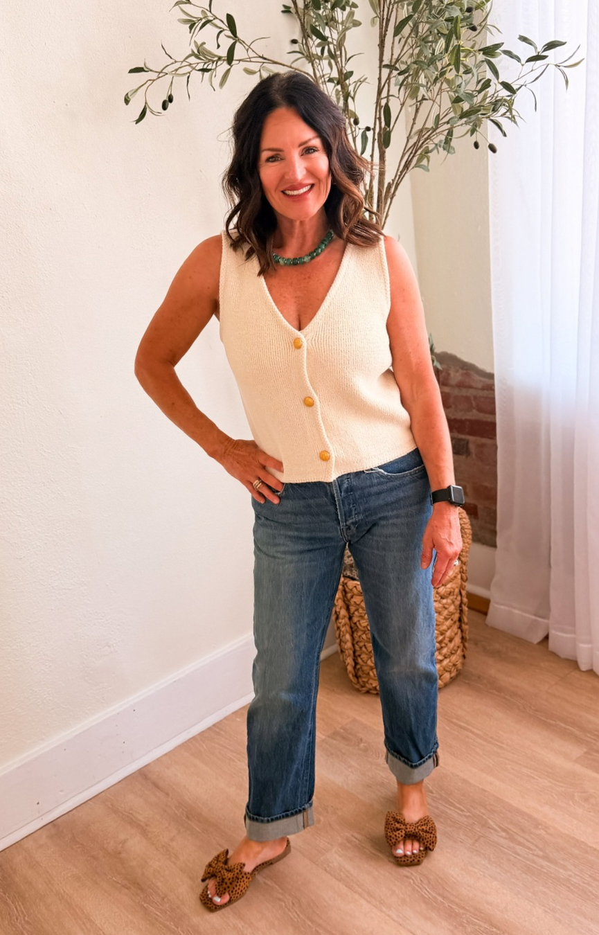 Vintage Straight Ankle Cuffed Jeans