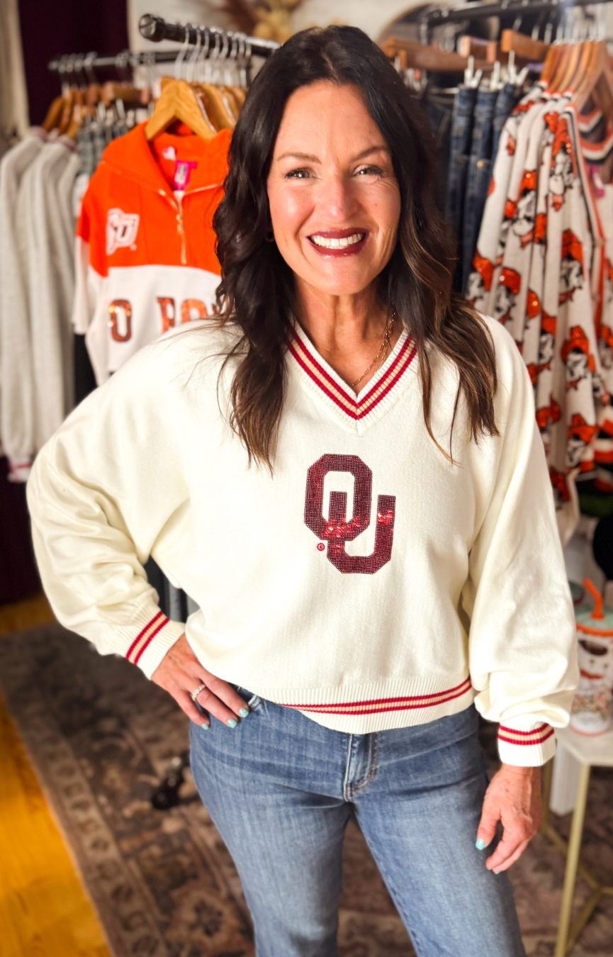 Licensed Oklahoma V-Neck Sweater