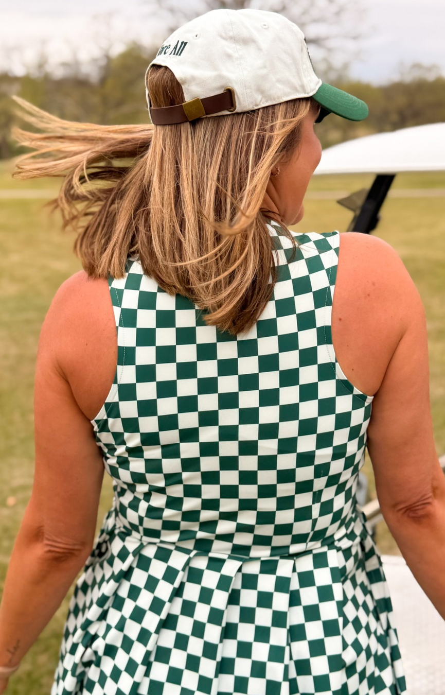 Erin Dress- Green/White Checkered