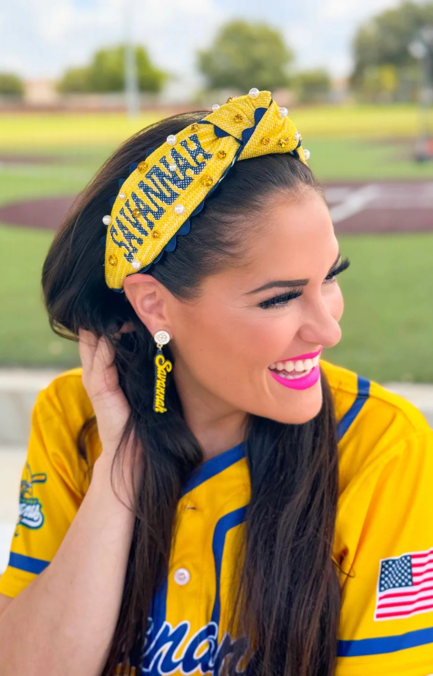 Savannah Bananas Cross Stitch Headband