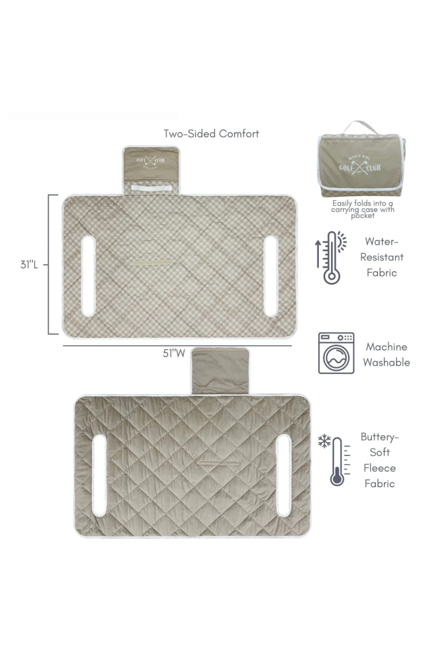 Gingham Neutral Golf Cart Seat Cover