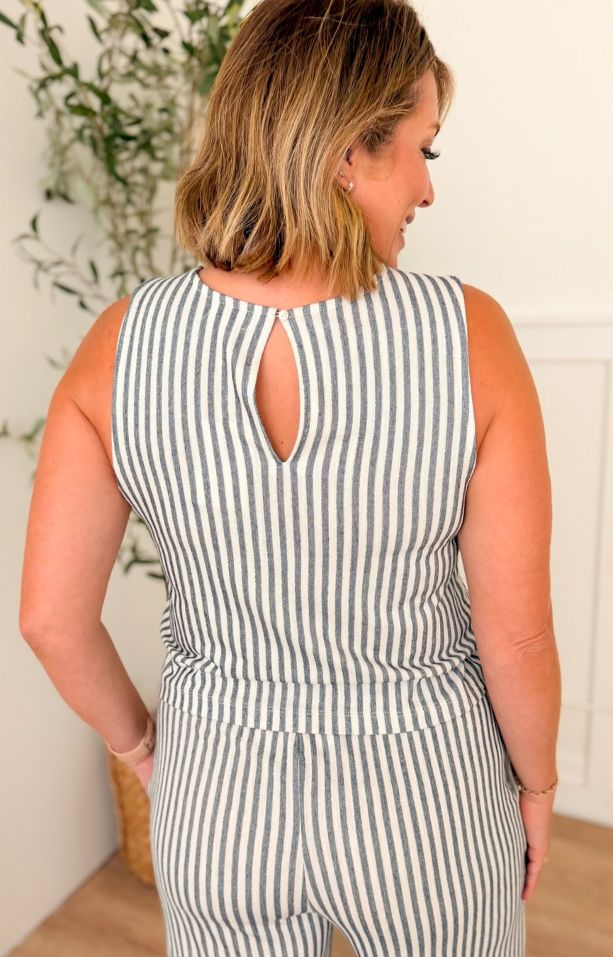 Sloane Knit Striped Top- Eclipse