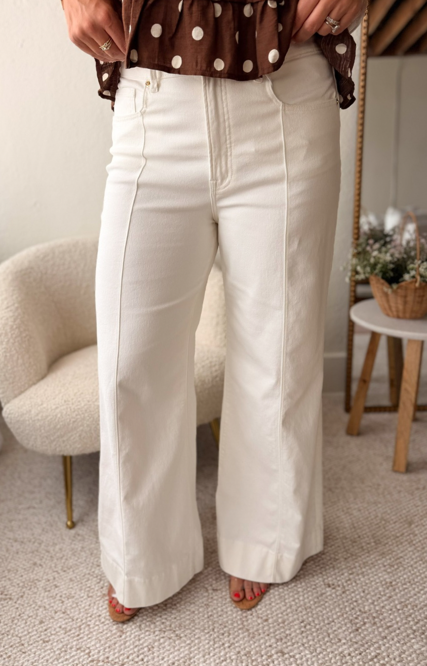 Good Waist Palazzo Jeans- White